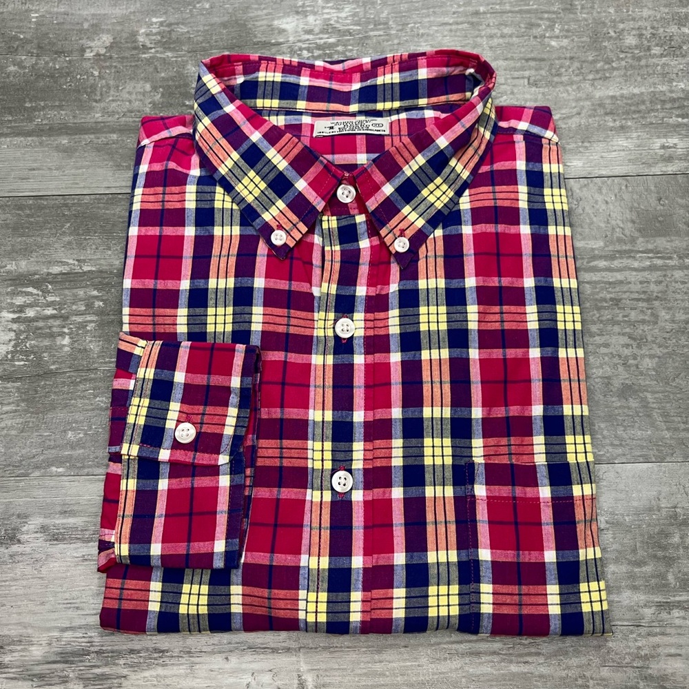 Reed Edward Red, Blue & Yellow Madras Plaid Shirt XL
